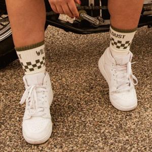 WILDUSTSISTERS-Chaussettes RACE damier Green