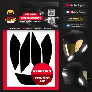 FEARTHEYELLOWBEAR-Stickers réfléchissants casque EASY REPLICA™ SCORPION EXO 1400 AIR / 1400 AIR EVO 2 NOIR