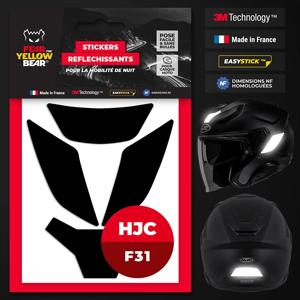 FEARTHEYELLOWBEAR-Stickers réfléchissants casque EASY REPLICA™ HJC F31 NOIR