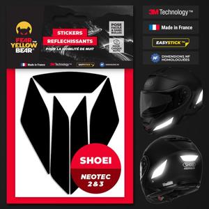 FEARTHEYELLOWBEAR-Stickers réfléchissants casque EASY REPLICA™ SHOEI NEOTEC 2 & 3 NOIR