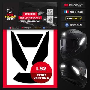 FEARTHEYELLOWBEAR-Stickers réfléchissants casque EASY REPLICA LS2 FF811 VECTOR II