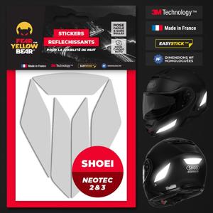FEARTHEYELLOWBEAR-Stickers réfléchissants casque EASY REPLICA™ SHOEI NEOTEC 2 & 3 BLANC