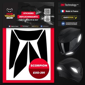 FEARTHEYELLOWBEAR-Stickers réfléchissants casque EASY REPLICA™ SCORPION EXO 391 NOIR