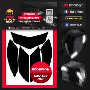 FEARTHEYELLOWBEAR-Stickers réfléchissants casque EASY REPLICA™ SCORPION EXO 520 AIR NOIR