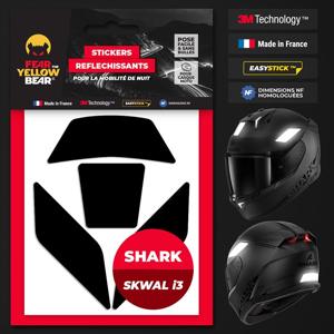 FEARTHEYELLOWBEAR-Stickers réfléchissants casque EASY REPLICA™ SHARK SKWAL I3 NOIR
