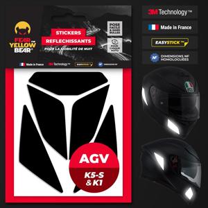 FEARTHEYELLOWBEAR-Stickers réfléchissants casque EASY REPLICA AGV K5-S / K1 NOIR