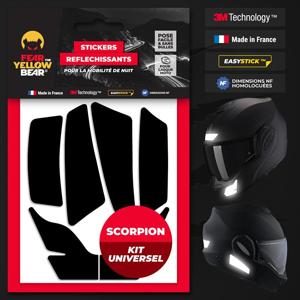 FEARTHEYELLOWBEAR-Stickers réfléchissants casque EASY REPLICA™ KIT UNIVERSEL SCORPION EXO NOIR