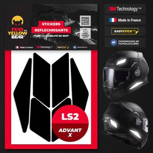 FEARTHEYELLOWBEAR-Stickers réfléchissants casque EASY REPLICA™ LS2 ADVANT X NOIR