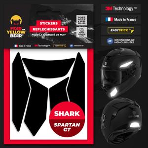 FEARTHEYELLOWBEAR-Stickers réfléchissants casque EASY REPLICA™ SHARK SPARTAN GT NOIR