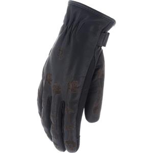 HELSTONS-Gants Skull Flowers Cuir