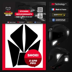 FEARTHEYELLOWBEAR-Stickers réfléchissants casque EASY REPLICA™ SHOEI XSPR PRO NOIR