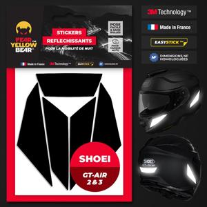 FEARTHEYELLOWBEAR-Stickers réfléchissants casque EASY REPLICA™ SHOEI GT AIR 2 & 3 NOIR
