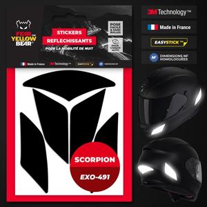 FEARTHEYELLOWBEAR-Stickers réfléchissants casque EASY REPLICA SCORPION EXO 491