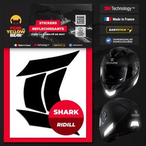 FEARTHEYELLOWBEAR-Stickers réfléchissants casque EASY REPLICA™ SHARK RIDILL NOIR