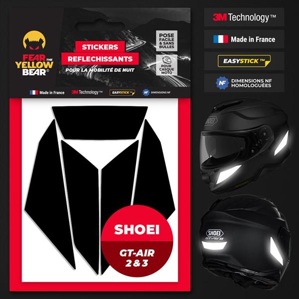 shoei gt air 2 stickers Special Reflective Kit for and 3 Motorcycle Helmet  Black Signalling Adhesive Approved French Standards  Night Visibility Automotive combining bold graphics with top FYB Kit of 5 REPOSITIONABLE