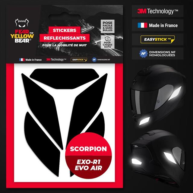 FEARTHEYELLOWBEAR-stickers-reflechissants-casque-easy-replicatm-scorpion-exo-r1-evo-air-noir-image-133405320